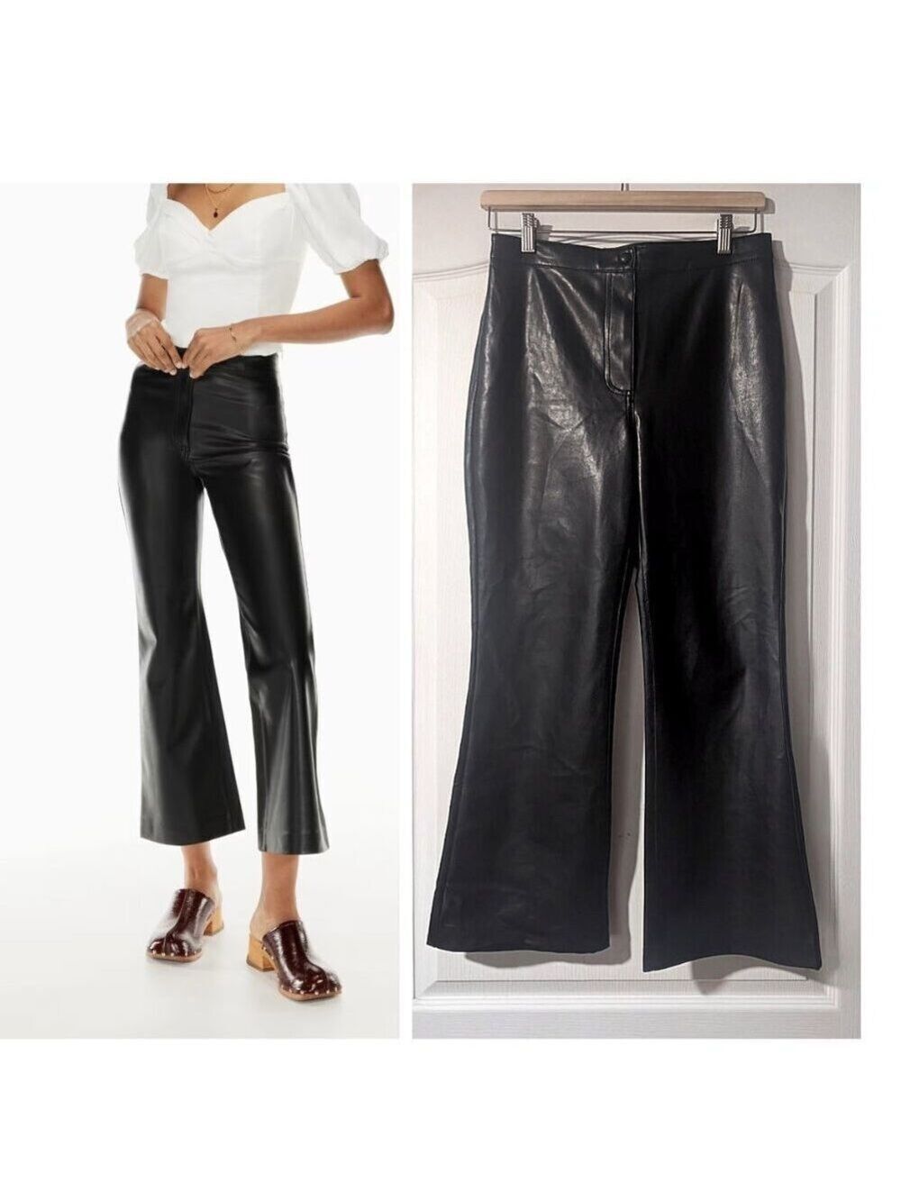 Aritzia Wilfred | Adele Flared Vegan Leather pants In Black